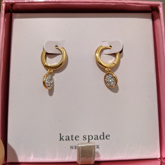Kate Spade pave drop huggie earrings